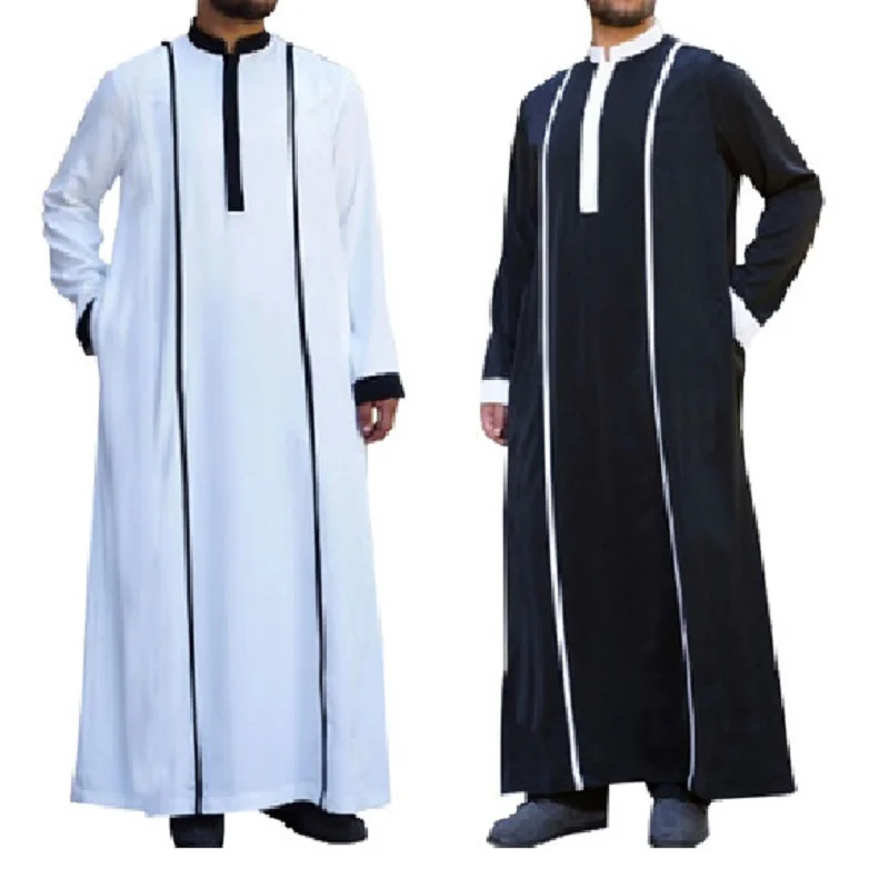 BUSHRA Vestidos Arabe Bărbați arabe Islamice Caftan Musulman Maneca Lunga Mozaic Abaya Haine Barbati الثوب السعودي Jubba Echipa