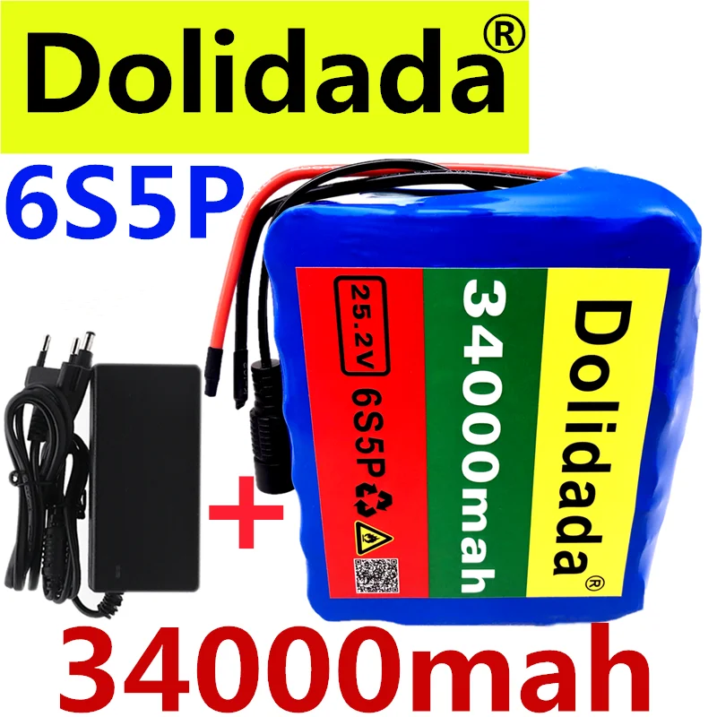 24V 34Ah 6S5P 18650 li-ion baterie pack 25.2 v 34000mAh biciclete electrice moped /electric/litiu-ion baterie pack+2A încărcător