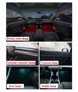 Auto Pentru Tesla MODEL 3 2019-2020 Ecran de Control 64 de culori Decorative de Lumină Ambientală cu LED Atmosfera Lampa de iluminat Strip