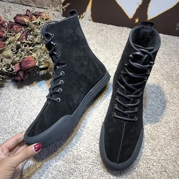 Iarna glezna cizme femei apartamente botas femei dantelă sus bota Femina pantofi de lux pentru femei din piele sapato femino pantofi