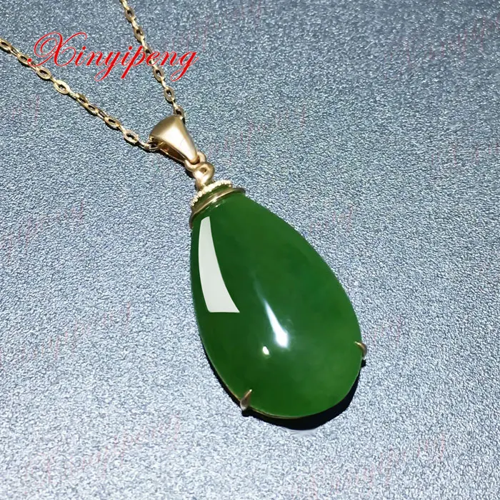 18 k aur a crescut cu naturale de jad pandantiv Spanacul este verde Simplu și ușor de bijuterii Fine Cu diamant