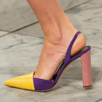 Femei Pompe de Vară Pătrat Sandale cu Toc de Moda Pantofi pentru Femei Culori Amestecate Elastic Rochie Pantofi