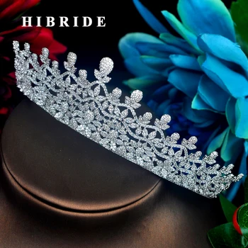 HIBRIDE de Flori Frumoase de Design Micro Cubic Zirconia Deschide Bijuterii Crystal Headband Diadema, Coroana de Păr de Nunta S C-86