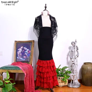 Dans spaniol de Flamenco Fusta de Bal Stil de Arta Rochie de Tigan Etapă Purta de Performanță Costum ENN05 0