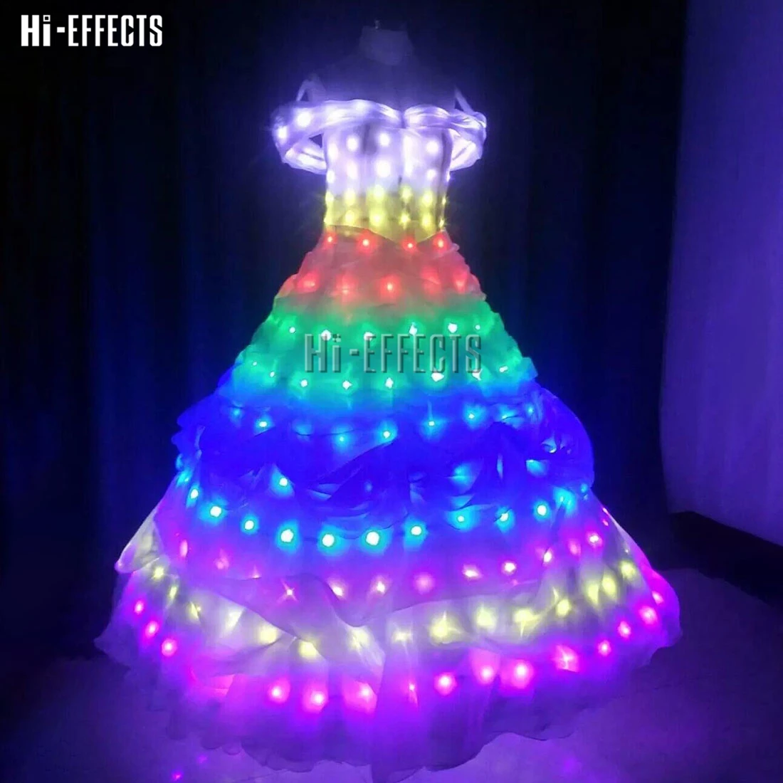 LED rochie de seara pentru femei îmbrăcăminte elegant cu led-uri colorate petrecere spectacol de dans costum club de noapte, petrecere de Crăciun evenimente etapa rochie