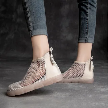 RUSHIMAN Sandale de Moda Plasă din Piele Pantofi pentru Femeie Sandale Plate 2021 Nou Respirabil Cool Cizme de Vara pentru Femei Sandale