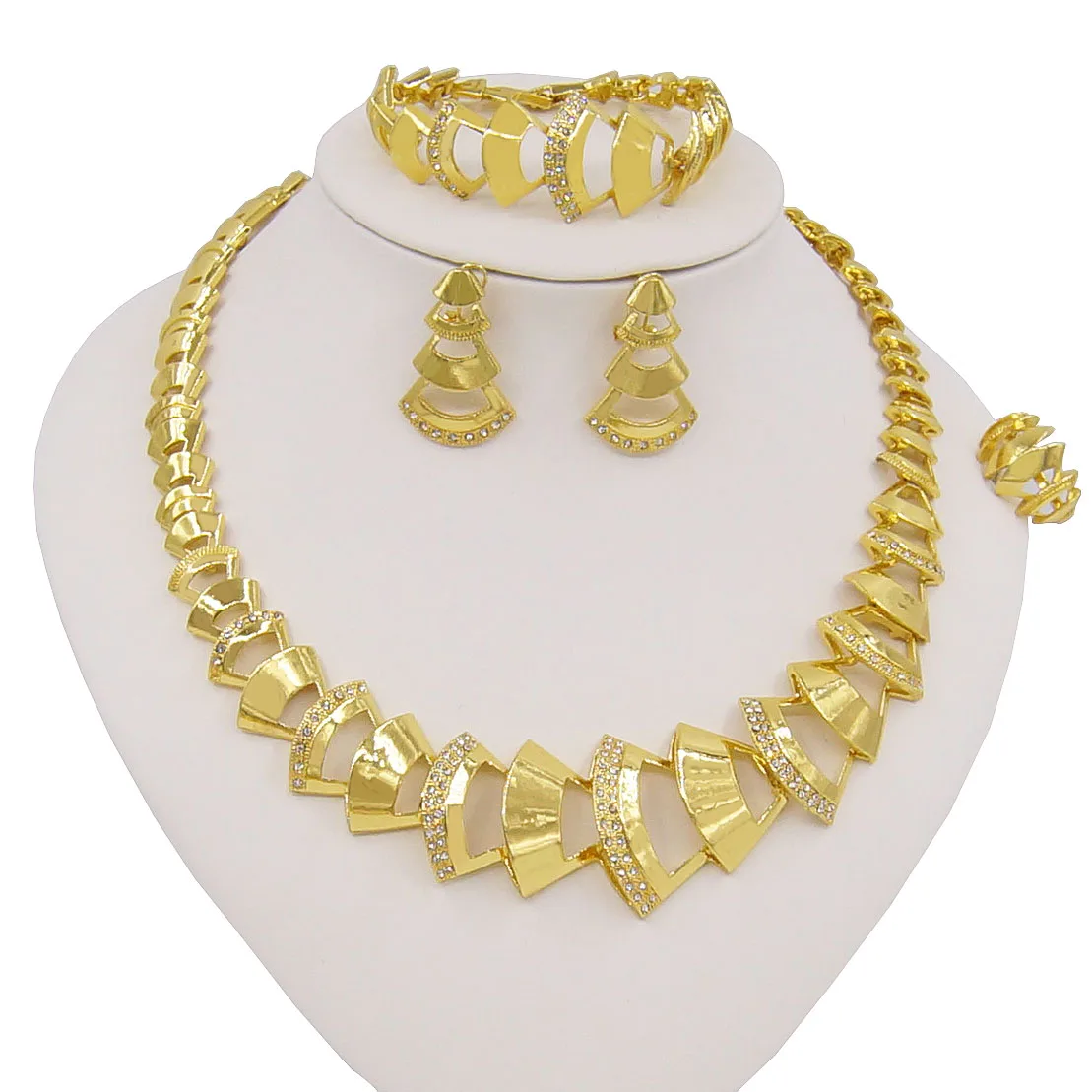 Yulaili de Înaltă Calitate de Culoare de Aur Colier Cercei Bratara Inel Dubai Seturi de Bijuterii pentru Femei, Cadouri de Craciun