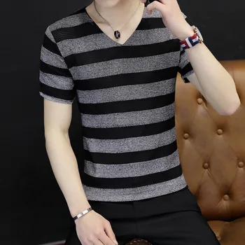 MD Trendy cămașă cu mânecă scurtă t-shirt cu maneci toamna t-shirt toamna haine nou stil coreea moda de îmbrăcăminte pentru bărbați