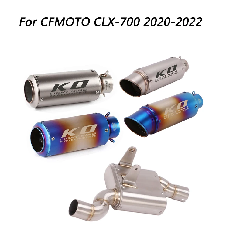 Aluneca Pe Motocicleta de Evacuare Mijlocul Link-ul de Țeavă Și 51mm Coada Tub din Oțel Inoxidabil Șterge Catalizator Pentru CFMOTO CLX-700 2020-2022 5