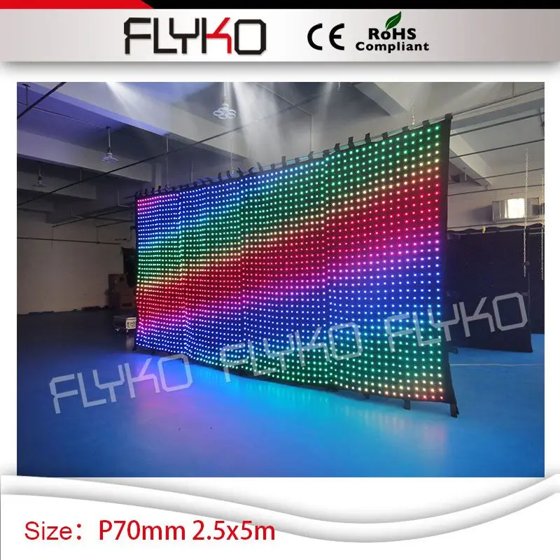Rgb led disco lanterne flexibil, pliabil etapă ecran 2.5*5m video cortina P70mm