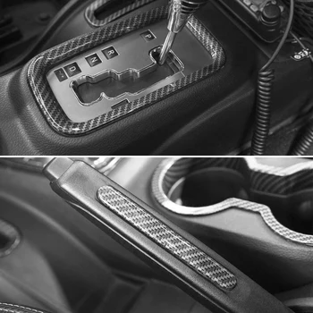 (Fibra de Carbon 18Pcs) Decorare Auto Volan & Centru de Consola de Evacuare a Aerului Tapiterie pentru Jeep Wrangler JK JKU 2011-18