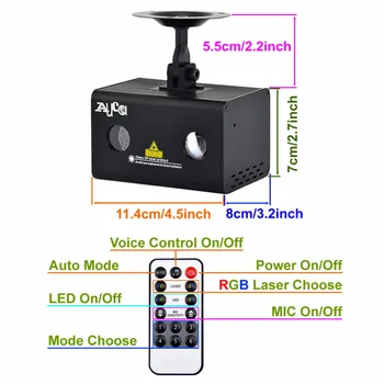 AUCD Mini Remote 8 Modele RG Laser & Aurora Apă Galaxy LED-uri RGB se Amestecă Proiector Lumini Acasă DJ Petrecere, Spectacol de teatru de Iluminat LL08RG 2