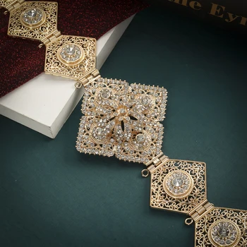 Arab Mireasa Cadou Cristal Centura de Aur franceze de Moda Rochie de Curea de Lux pentru Femei Bijuterii de Nunta cu Gol de Metal Lanț de Incuietoare