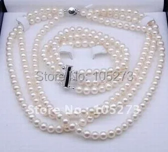 Bijuterii perla AA8-9MM Alb de Cultură de apă Dulce Pearl Brățară Colier Set de Bijuterii en-Gros Fata de Femei Stil Transport Gratuit
