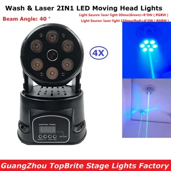 4buc/Lot Mini CONDUS în Mișcare Cap Lumina Laser 6X8W RGBW Quad LED-uri de Culoare de Spălare Lumini Cu 19/14 Chs De Scena Profesionist Dj Lumini