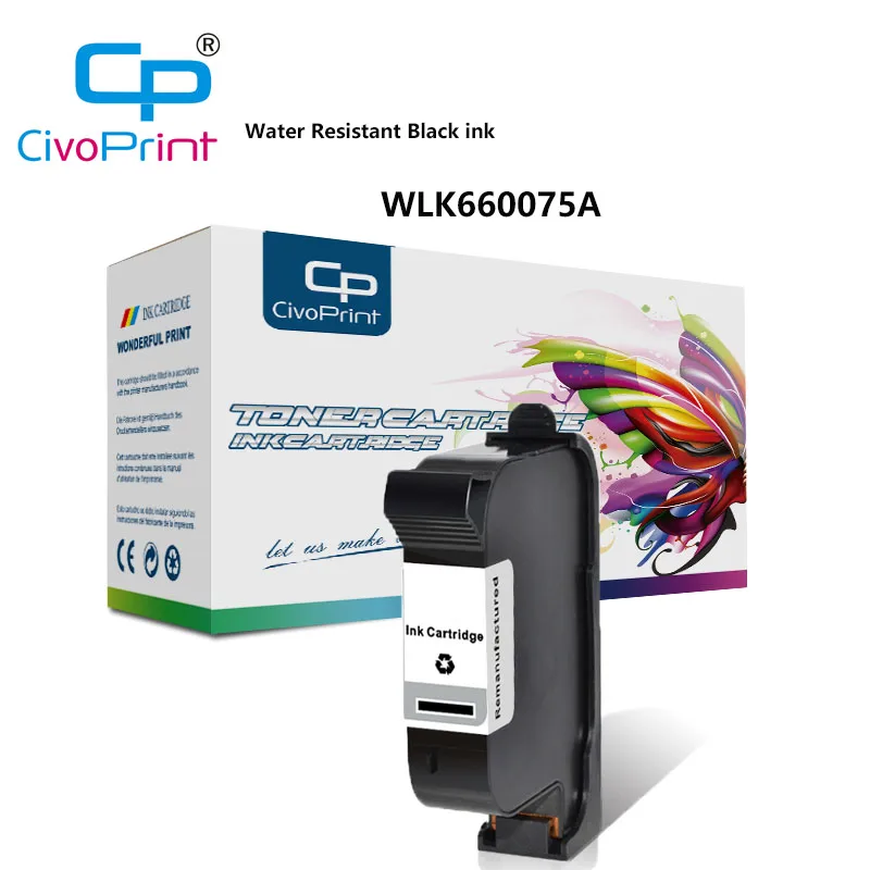 Civoprint compatibil pentru WLK660075A Rezistent la Apa Negru de cerneală