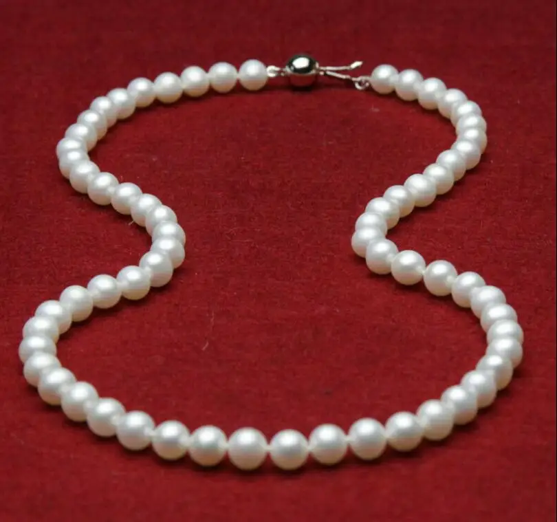 AAA 8-9mm de cultură de apă dulce alb rotund veritabile perle colier cercei Set