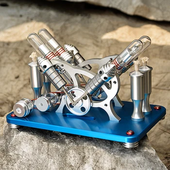 Toate metal poate lansa un V4 duplex cu patru cilindri model de motor Stirling grup electrogen micro motor