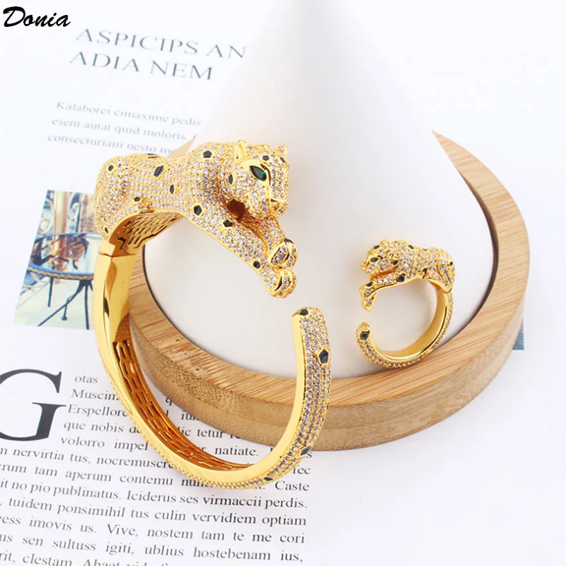 Donia de bijuterii Europene și Americane email leopard deschide brățară inel de moda de lux dominator AAA zircon incrustate cu bijuterii 3