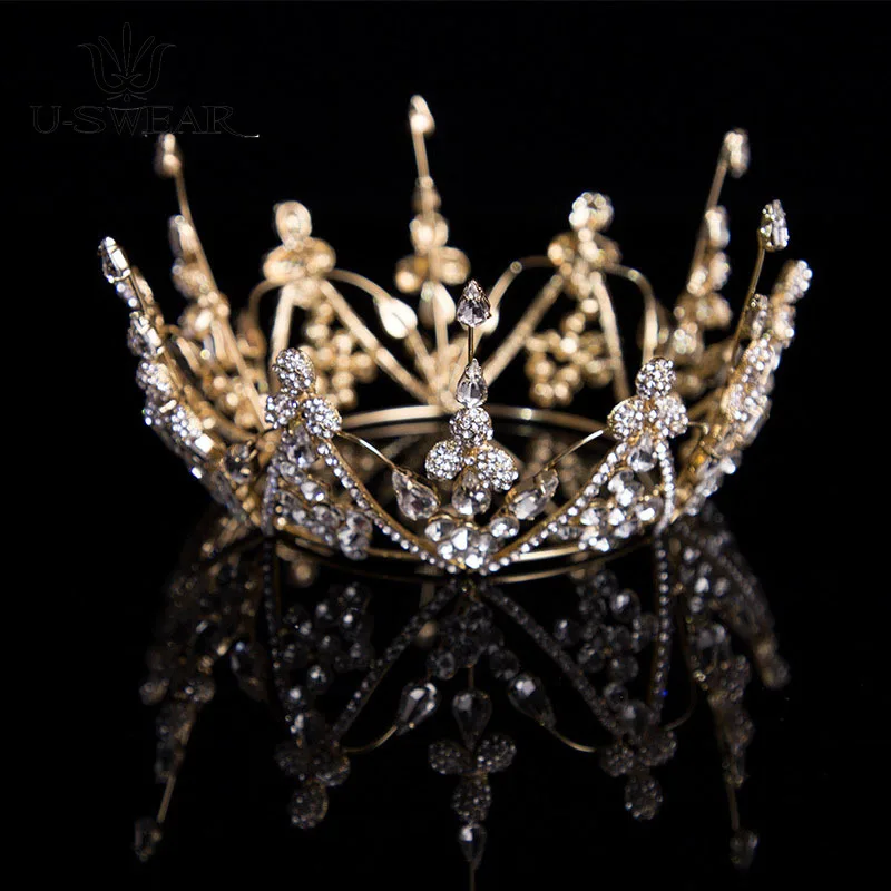 De înaltă Calitate de Epocă Coroana Rotunda cu Perle și Diamante Baroc Nunta Bijuterii de Păr Coroana Tocado Novia Petrecere Bal Frizură
