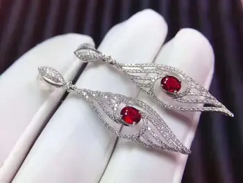 Natural Și Real rubin cercei piatră prețioasă de Bijuterii de argint 925 pentru femei Cercei