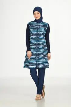 Femei Bleumarin cu Hijab Musulman Conservator Complet Închis Haşema 2021 Tendință de Moda