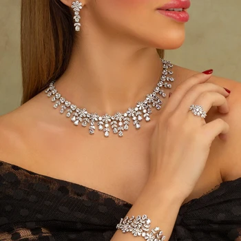 De lux Parure Seturi de Colier pentru Femei de Nunta Accesorii Mireasa Zirconia Dubai Bijuterii Rochie ti se Potriveste cel Mai bine Vandut Arabia Saudită 2