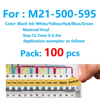 100 Pack M21-500-595 Vinil Etichete Bandă Negru pe galben M21 500 595 Cartuș de Film pentru BMP21-PLUS IDPAL și LABPAL Imprimantă de Etichete 4