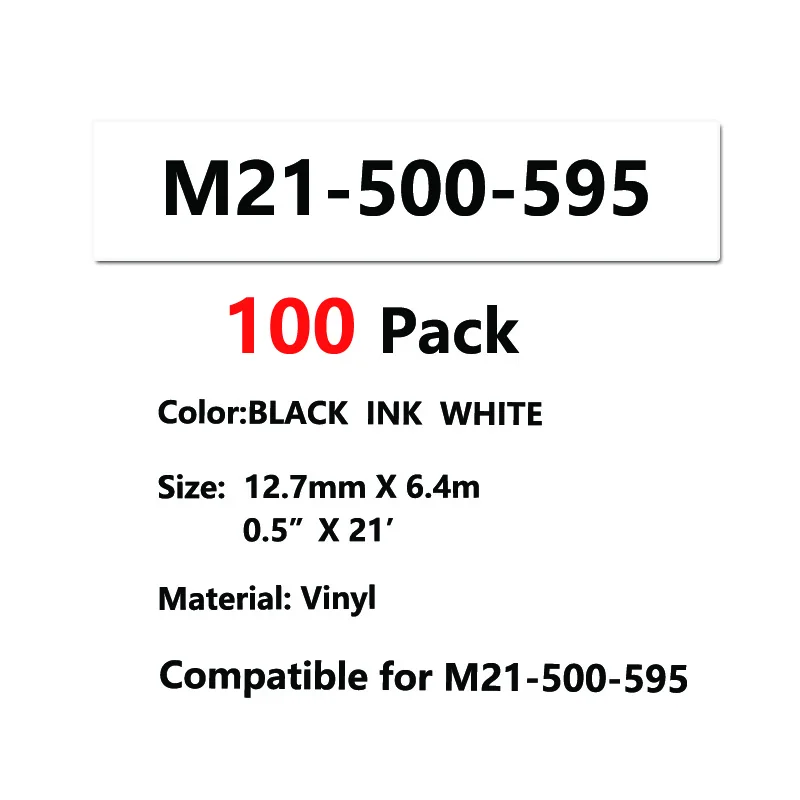 100 Pack M21-500-595 Vinil Etichete Bandă Negru pe galben M21 500 595 Cartuș de Film pentru BMP21-PLUS IDPAL și LABPAL Imprimantă de Etichete 5
