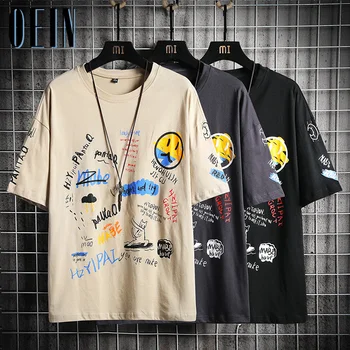 OEIN Harajuku Oameni de Vara cu Maneci Scurte T shirt Hip Hop de Imprimare de Moda Teuri Streetwear Barbati Casual t-shirt 2021 Supradimensionate Om Topuri