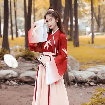 Hanfu femei stil Chinezesc zână de vară talie-fusta cu talie costum femei super zână elegant de zi cu zi elevii Hanfu elemente