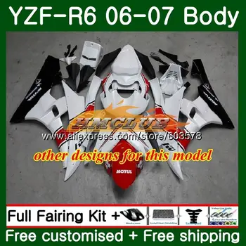 Corp Pentru YAMAHA YZF R 6 YZF-600 YZF-R6 2006 2007 Kit Alb Albastru 56CL.20 YZF R6 600CC YZF 600 06 07 YZF600 YZFR6 06 07 Carenaj