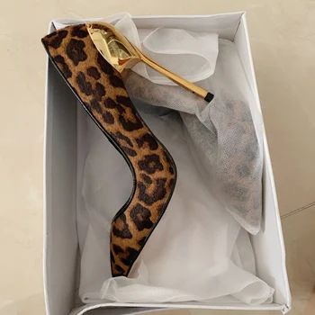 Livrare gratuita Casual Designer sexy lady pompe de moda leopard păr de cal punct de deget de la picior toc pantofi de mireasa, pantofi de nunta