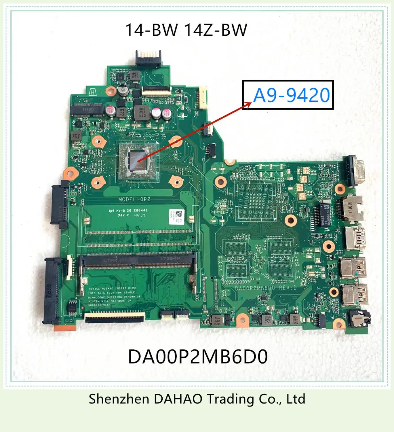 925544-001 925544-501 925544-601 DA00P2MB6D0 placa de baza Pentru HP 14-bw 14Z-BW 240 G6 Laptop placa de baza Cu A9-9420 DDR4 de TESTARE 1