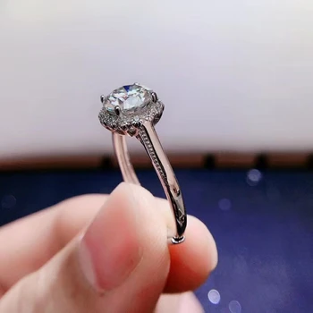 1 carat Moson inel cu Diamant Nobil și elegant de cristal cu un inel de logodna din argint 925 insertii pentru doamna cadou