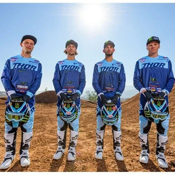 2021 Nou Albastru Motocross MX gear set de Motociclete off-road Jersey și Pantaloni costum de curse FLEXAIR motocicleta îmbrăcăminte 2