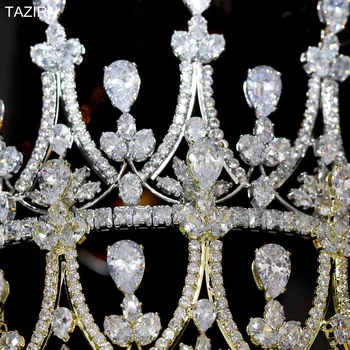 Moda Plin Cubic Zirconia Dulce 16 Printesa de Coroane de Nunta Mireasa Diademe CZ Concurs de Păr Bijuterii Zircon Petrecere Bal Headpieces